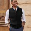 PJ PAUL JONES Sweater Vests for Men Slim Fit Cozy Comfort Zipper Sweater Vests for Business Black, M