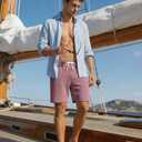Susclude Mens Shorts Casual 7" Textured Elastic Waist Drawstring Beach Vocation Summer Stretch Comfy Short with Pocket Pink (M)