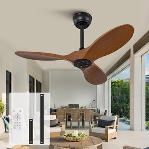 KBZZ 36" Modern Ceiling Fan - No Light, 6 Speeds, Reversible DC Motor, 3 ABS Blades, Black - Remote Controlled for Indoor/Outdoor