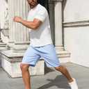 COOFANDY Men's 7 inch Casual Shorts Drawstring Waist Lightweight Quick Dry Summer Beach Board Shorts with Pockets (Blue, XL)