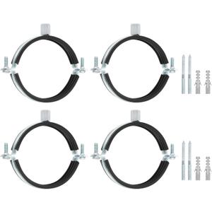 uxcell 4 Pcs Adjustable Pipe Bracket Clamp, 3-1/2"(89mm) Wall Ceiling Mount Split Ring Pipe Hanger Galvanized Iron Pipe Strap Support with Screw & Expansion Tube for Pipe Tube