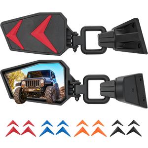 JOYTUTUS Mirrors Doors Off Compatible with 1997-2018 Wrangler TJ JK JKU (Not Fit JL), Doorless Side Mirrors with Black Orange Blue Red Inserts