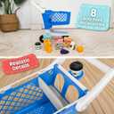 Let's Go Shopping Pretend Scan & Sort Shopping Cart, Sturdy Plastic, Includes Pretend Food, Blue Shopping Cart for Kids Age 2+