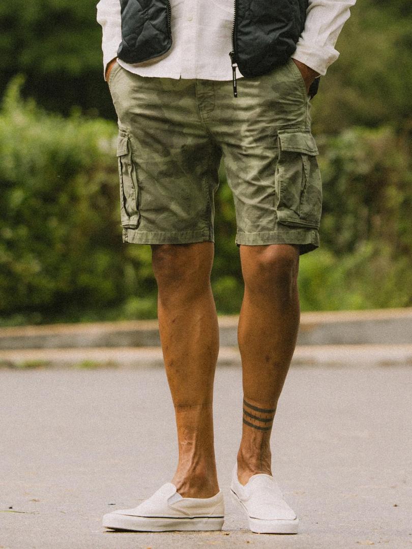 Men's Camo Cargo Shorts Summer Casual Drawstring Camouflage Shorts Outdoor Hiking Tactical Shorts with Multi-Pockets, Size 40 