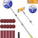Telescopic Pole Sander,Drywall Pole Sander With 75in Adjustable Pole,2 Sander Heads,15 sanding Sheets (80,100,180,240,320 Grit),Suitable For Wall Painting, Cleaning And Polishing