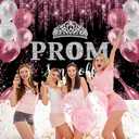 7x5ft Prom Send Off 2026 Backdrop Rose Gold Glitter Graduation Photography Background Congrats 2026 Grad Graduation Prom Night Party Photo Booth Supplies Banner