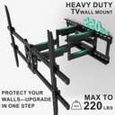 WALI Heavy Duty Full Motion TV Wall Mount Bracket for Extra Large TVs,Holds up to 220Ibs, Swivel Tilt Rotatable,Max Mounting Holes 1000x600, Fits 65 75 85 100 120 inch LED/LCD/OLED 4K/8K on Wood Stud