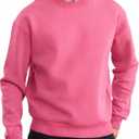 Men's Soft Crewneck Sweatshirt Breathable Crew Neck Pullover Outdoor Athletic Long Sleeve Sweatshirts (Medium, Pink)