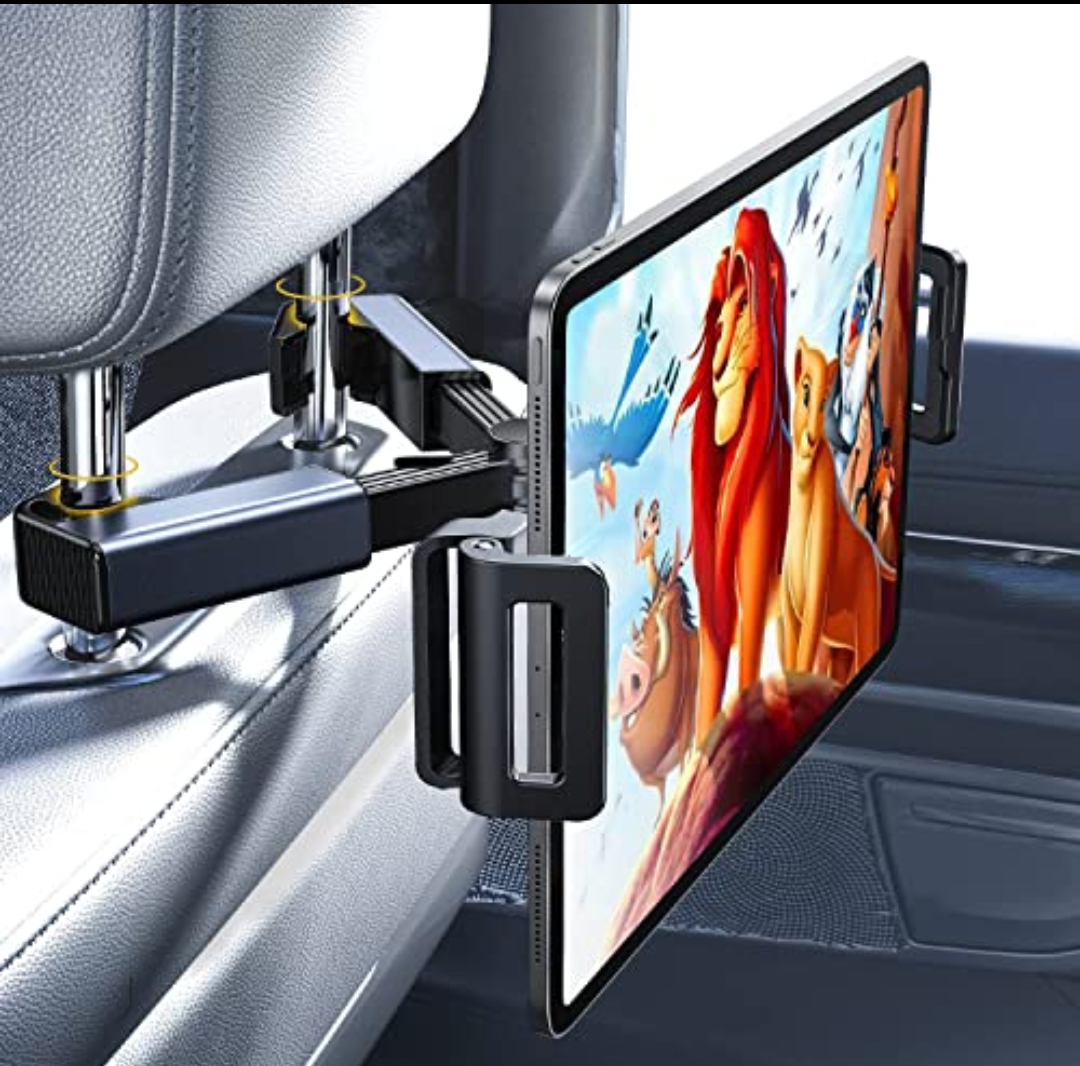 LISEN Tablet iPad Holder for Car Mount Headrest Must Have, iPad Car Holder Back Seat Travel Accessories Long Road Trip Essentials for Kids Black