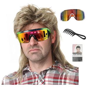 ByouByou Mens 80s Blonde Mullet Wig, Retro Synthetic Costume Wig for 80s Themed Party, Halloween, Rock Concert, One Size (Blonde)