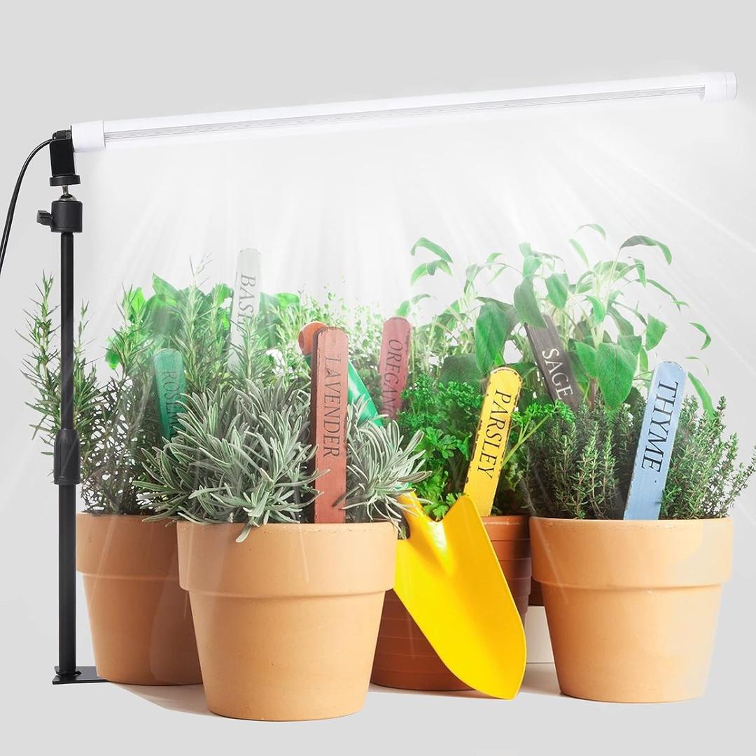 Standing LED Grow Light, Adjustable 2ft T8 Bar Plant Light, White 4500K Full Spectrum Plant Grow Lamp on Stand for Indoor Plants, Seed Starting, Seedlings, Veg, Flower