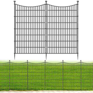 10 Panels No Dig Dog Fence Outdoor for Yard, 48 in(H) X 23.6 ft(L) Decorative Tall Garden Fence Animal Barrier, Rustproof Metal Wire Garden Edging and Borders, Temporary Fencing Stakes