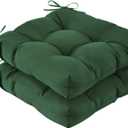 IASEAHK Outdoor Chair Cushions Set of 2, 19" x 19" x 5", Waterproof Outdoor Seat Cushions for Patio Furniture, Fade-Resistant Patio Chair Cushion, Dining Wicker Chair Pads for Porch Garden, Dark Green