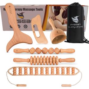 6 in 1 Wood Therapy Massage Tool Set for Body Sculpting Massage, Lymphatic Drainage and Muscle Pain Relief, Cellulite Sculpting Multi-Functional Massager