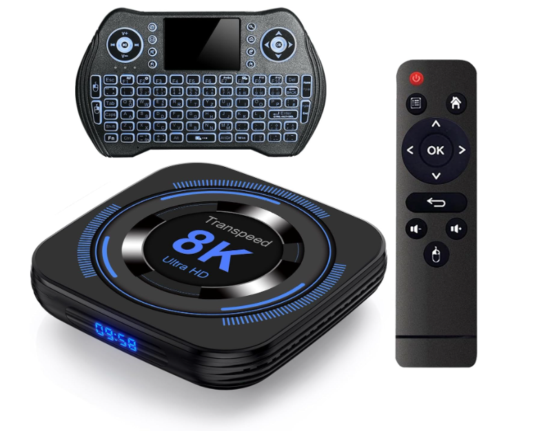 Android TV Box 12.0 4GB 64GB TV Box 2026 Support 8K Dual-WiFi 2.4G 5.8G Android Box H618 Chipset with HDR10 BT5.0 USB 2.0 3D Ethernet with Mini Backlit Keyboard