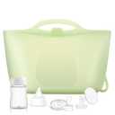 Silicone Travel Bottle Sterilizer Bags | 2000ml Microwave Steam Sterilizer Bags for Baby Bottles, Breast Pump & Pacifiers, Reusable Steam Sterilizing Bags for Travel and Home UseClear Green