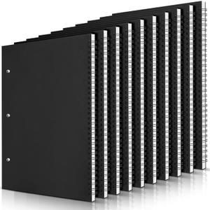 10 Pcs Lefty Spiral Notebook 8.5 x 11 in Wide Ruled One Subject Left Handed Notebook 50 Sheets Wire Bound Spiral Tear Line for Easy Removal for Office School Supplies, Black