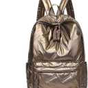 Cute Puffer Backpack for Women, Trendy Puffy Shoulder Bag Fashion Quilted Padding Laptop Bookbag Travel Y2k Backpack (Brown)