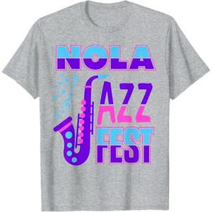 Jazz Music Fest NOLA Jazz Festival Saxophone Souvenir T-Shirt, L