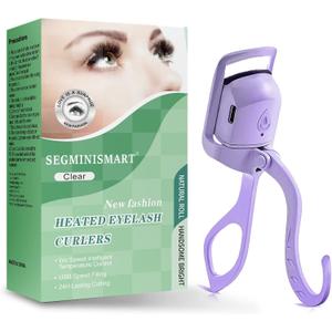 Heated Eyelash Curler, Fast 5s Heat up, 24 Hours Long Lasting, Rechargeable Electric Lash Curler, Temperature Control, Safe Anti-Burn Eye Lash Curler, Quick Natural Curling Lashes (Purple-1)