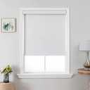 Joydeco 100% Blackout Roller Shades Cordless Blinds for Windows, Free-Stop Shades, UV Protection, Natural Woven Blinds for Home and Office, Light-Proof Aluminum Cover (White, 58" W x 75" H)