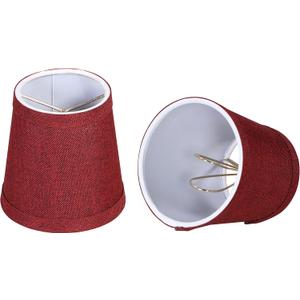 Aspen Creative 51012-2, Empire Clip-On Chandelier Lamp Shade, Burgundy, 3" Top x 4" Bottom x 4" Slant Height, Set of 2