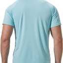 Men's Rash Guard Swim Shirts Short Sleeve UV Sun Protection Quick Dry UPF 50+ SPF Fishing Beach Water Shirt (Blue, L)