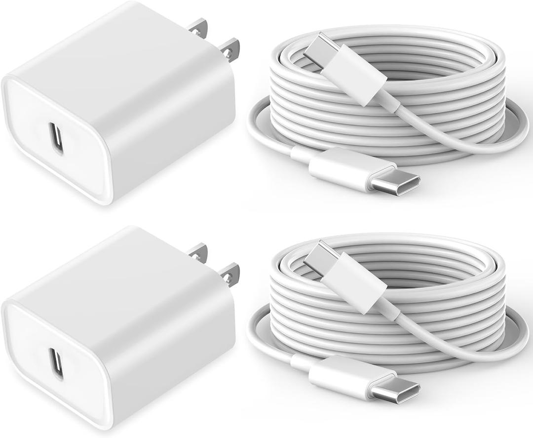 Fast Charging for iPhone 16 15 Charger,2Pack 20W USB C Wall Charger Travel Plug Block iPhone 15 Charging Cable for iPhone 16/16 Pro/16 Pro Max/16 Plus/15/15 Pro/15Pro Max/iPad Mini6/iPad Air4/iPad Pro (3FT, White)
