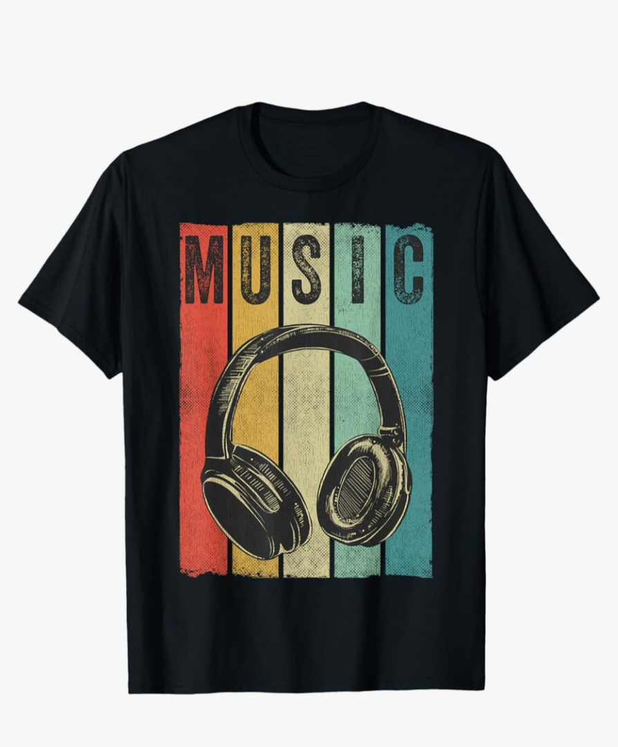 Electronic Music Lover DJ Gift Vintage Retro Headphones T-Shirt Small size Small