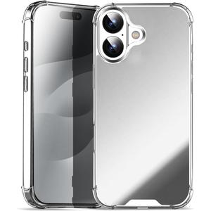 AICase Mirror Case Compatible with iPhone 17 for Girls Women Makeup, Cute Glossy Hard Mirror Back+Clear Soft TPU Bumper Slim Fit Anti-Drop Shockproof Protective Phone Cover