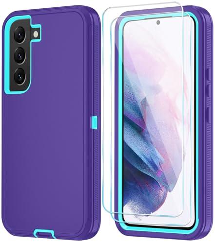 ONOLA Phone Case for Samsung Galaxy S21 Case with HD Screen Protector, Heavy Duty Shockproof & Dropproof 3-Layer Cover Phone Case for Galaxy S21 6.2'',PurpleSkyblue