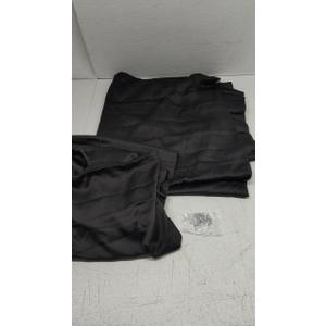 Unique Pinch Pleated Black Blackout Curtains 56" x 86" for Living Room, Textured Linen Room Divider Window Curtain with Hooks Back Tab 2 Panels Set Thermal Thick Drapes 