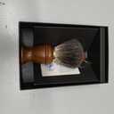 Omega Shaving Brush in Black Badger with Resin Handle and Holder.