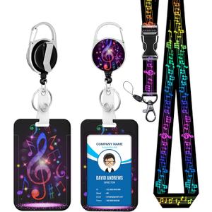 Music Badge Holder Lanyard ID Card Holders Detachable Name Tag Clips Cute Funny Nurse Teacher Office Gifts Women Man Cute Badge Holder