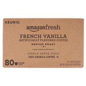 AmazonFresh 80 Ct. K-Cups, French Vanilla Flavored Medium Roast, Keurig K-Cup Brewer Compatible (EXP 10/01/26)