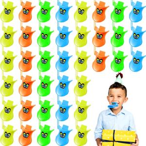 48 Pieces Multicolor Duck Call Whistles Plastic Duck Beak Whistles with Lanyard Halloween Christmas Gifts Small Whistle Bulk for Party Favors Fun Goodie Bag Fillers, 4 Colors