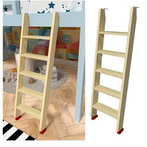 Wood Bunk Bed Ladder, Lofted/Dorm/RV Bed Bunkbed Ladders with 4in Extra Wide Steps and Non-Slip Pads, Replacement Wooden Ladder for Motorhome/Camping (Wood Color, 55in /140cm)