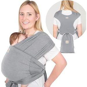 KeaBabies Baby Wraps Carrier, D-Lite Baby Wrap - Easy-Wearing, Adjustable Baby Sling Carrier, Baby Carrier Newborn to Toddler, Infant Baby Carrier Wrap Holder, Ring Sling Baby Carrier (Classic Gray)