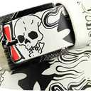 AIBEARTY Punk Skull Skeleton Pattern Pin Buckle Belt Gothic Casual Pu Leather Waistband for Women Men (43inch length, White)