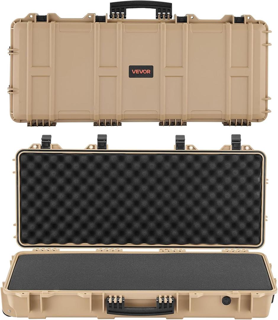 VEVOR Rifle Case, Rifle Hard Case with 4 Layers Fully-protective Foams, Lockable Hard Gun Case with Wheels, IP67 Waterproof & Crushproof, for Rifles or Shotguns, 36 inch