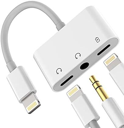Zoyuzan 3 in 1 Headphone Audio Adapter, 2.4A Fast Charging, Hi-Fi Voice Audio, Widely Compatible with iPhone 14, iPad, Charger Dongle Earphone Splitter