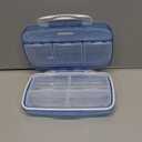 Travel Pill Organizer - Airtight Medicine Case for Traveling Portable Pharmacy Box with Labels Vitamin Container 8 Compartment Supplement Medication Holder Large Capacity Daily (Blue)