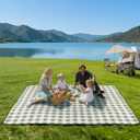 TigeJoy Extra Large Picnic Blanket Waterproof Foldable 80''x80'', Outdoor Picnic Mat Beach Blanket Sandproof for Park, Grass, Travel, Hiking, Camping Essentials, Gingham Picnic Blanket