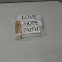 Christian Table Centerpiece Decor, 4 pcs Rustic Wooden Stacked Blocks with Faith Hope Love Signs, Wood Bead & Jute Tassel, Tiered Tray Decor for Home Office Mantle Living Room, Gifts for Christians