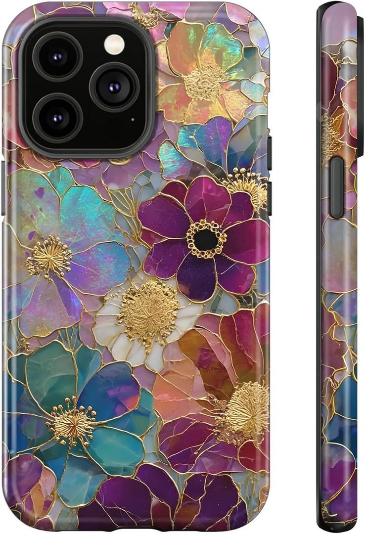 Generic Case Compatible with iPhone 11,Luxuriously Blooming Flowers Phone Women,Dual-Layer 11