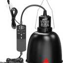 Reptile Light Fixture with Thermostatic Timer, 5.5 Inch Deep Dome Reptile Heat Lamp Fixture with Thermostatic Timing Remote Control Max 160W for Reptile Glass Terrariums