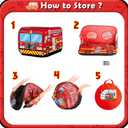 Pop Up Play Tent for Kids Aged 3-5 Years Old Boys and Girls : Fire Truck Tent Playhouse Toy Play Tents for Toddlers 3-5 Kids Tent Indoor Outdoor Playhouse Toys for 3 + Year Old, Fire Truck