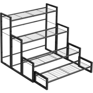 Plant Stand, 4 Tier Stackable Tiered Plant Stand, Scalable Heavy Duty Tall Plant Shelf for Indoor Outdoor, Garden, Display Shelves, Flower Pot Holder, Black