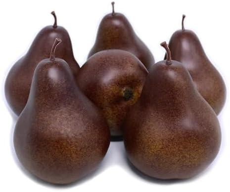 J-Rijzen 6Pcs Fake Pears Artificial Fruits Vivid Brown Pears for Home Fruit Shop Supermarket Desk Office Restaurant Decorations Or Props (Brown)
