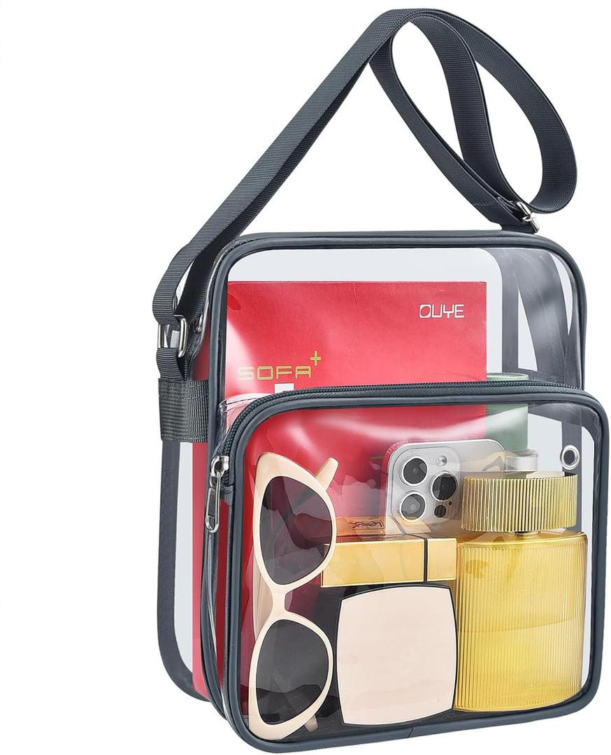 MAY TREE Clear Messenger Bag Stadium Approved Clear Bag Purse for Stadium Events Concert Sport Work